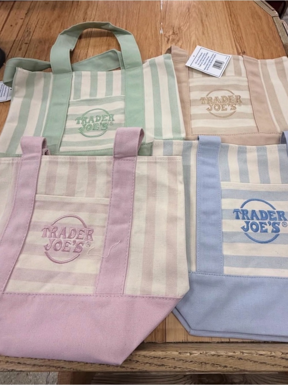 Trader Joe's Pastel Striped Canvas Tote Bag - Multiple Colors
